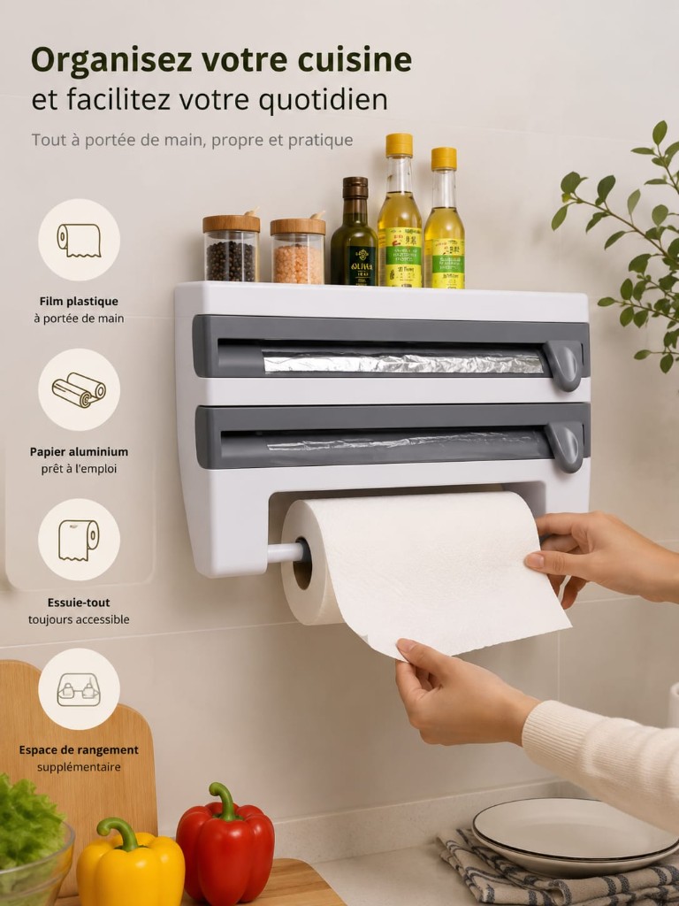 Distributeur mural multifonction pour cuisine